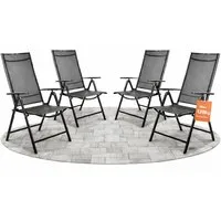 BigDean Klappstuhl Gartenstuhl Hochlehner Set klappbar bis 120kg (Set, 4 St), Vormontiert, 7-Fach verstellbar, Leicht, Platzsparend