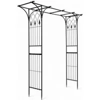Lemodo Rosenbogen aus Metall 206 cm hoch mit Rankgitter für Garten und Terrasse, mit Rankgitter