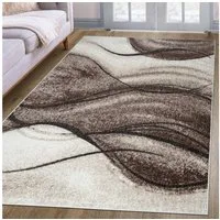 OTTO home Teppich Tritom, rechteckig, Höhe: 9 mm, mit besonders weichem Flor, Kurzflor, modernes Wellen Muster