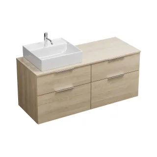 Burgbad Keramik Waschtisch-Set Eqio Eiche Dekor Cashmere/Alpinweiss, SGUS140LF3180C0001 SGUS140LF3180C0001