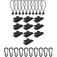 FELIXLEO Spanngurt Tarp Clips Set 30 Stück Planenclips mit Bungees und Karabinern (1-St)