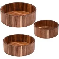 Zoha Dekoschale Akazie Flat Bowl – Dekoschale aus Akazienholz (3 St), hochwertiges Akazienholz