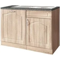 wiho Küchen Spülenschrank Linz 110 cm breit, inkl. Tür/Sockel für Geschirrspüler, in Landhaus-Optik