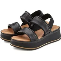 LASCANA Sommerschuh, Sandale, Sandalette, offener Schuh, Plateausandale, Plateausandaletten Sandalette aus Leder mit modisch bequemer Plateausohle