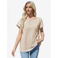 Imily Bela T-Shirt Damen Basic Kurzarm Regular Fit Casual Cap Sleeve (Packung, 1-tlg., 1per-Pack) mit Rundhalsausschnitt in Unifarbe