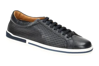 Galizio Torresi 417530A Herrensportliche Halbschuhe blau denim Echtleder Gumm...
