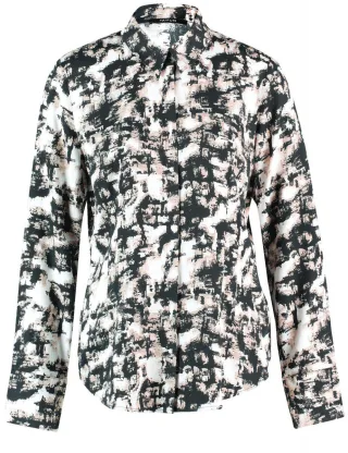 TAIFUN - Hemdbluse mit Allover-Print weiß - Gr. - 34