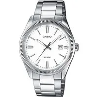 CASIO TIMELESS COLLECTION Quarzuhr MTP-1302PD-7A1VEF, Armbanduhr, Herrenuhr, Damenuhr, Datum, Neo-Display, Edelstahlarmband