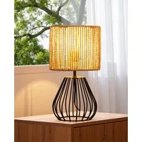 EDISHINE Nachttischlampe Dekolampe H29 cm mit Metallfuß, LED wechselbar, 2700 K Warmweiß, Vintage Tischleuchte mit E14 Leuchtmittel, für Fensterbank, Geschenk