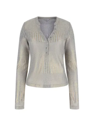 Guess - LS MARILENA HENLEY TOP LIGHT GREY GOLD F - Gr. - S