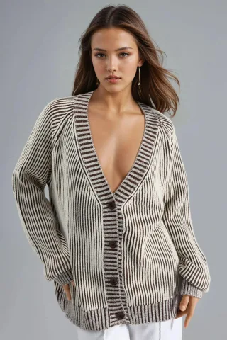 Übergroßer gerippter Strickcardigan