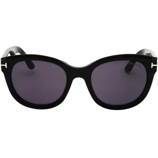 Tom Ford Sonnenbrille Mit Glänzend Schwarzem Rahmen Und Rauchfarbenen Gläsern