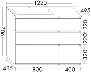 Burgbad Mineralguss-Waschtisch+Waschtischunterschrank Lin20 Melamin Eiche Dekor SGIK122RF7331C0001