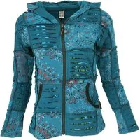 Guru-Shop Langjacke Goa Patchwork Jacke, Boho Kapuzenjacke, Ethno.. alternative Bekleidung