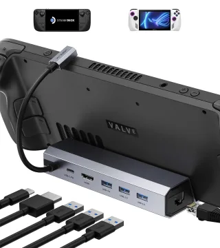 JSAUX USB-C 100W Docking-Station [HDMI 2.0 4K 60Hz 3x USB 3.0 Ethernet] grau