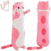 TUWENA Kuscheltier Lange Katze Kuscheltier Stofftiere Katzenplüsch Spielzeug Kuschelkisse, Schönste Geschenke (Rosa,Grau, Braun, 50/70/90/110cm) Mehrere Optionen