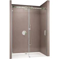 doporro Dusch-Schiebetür Duschtür Nischentür dusche Schwebemechanismus 8mm ESG 195cm Teramo4-2, 100x195 cm, Einscheibensicherheitsglas, 10mm Verstellbereich