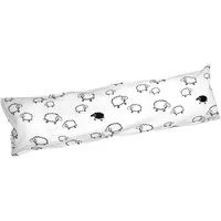 Heubergshop Seitenschläferkissenbezug, (1 Stück), Seersucker, 40x145cm, Schafe Lämmer Weiß Schwarz Reißverschluss (99/2)