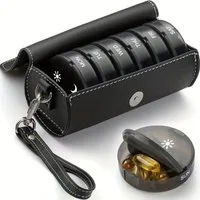 Venicce Love Pillendose Tablettenbox 7 Tage - 2 Fächer - Morgens & Abends - Mit PU-Lederetui