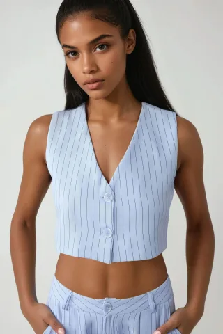 Pika Kollektion Enganliegendes Gestreiftes Crop-Top