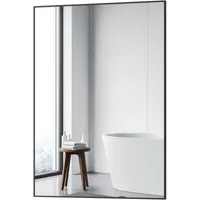 GOEZES Badspiegel Schwarz 50x70 80x60 100x60 Wandspiegel Schwarz eckig Metall Rahmen (Spiegel Bad Badezimmer, ohne beleuchtung), Vertikal Horizontal montierbar, mit explosionsgeschützte membran