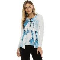 Passioni 2-in-1-Strickjacke Twinset mit abstraktem Wasserprint (Set, Cardigan mit Kurzarmpullover)