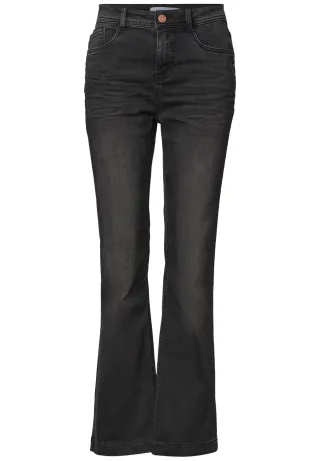Street One - High Waist Bootcut Jeans im Slim Fit Black Washed - Gr. - 30