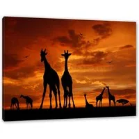 Pixxprint Leinwandbild Afrika Giraffen im Sonnenuntergang, Afrika Giraffen im Sonnenuntergang (1 St), Leinwandbild fertig bespannt, inkl. Zackenaufhänger