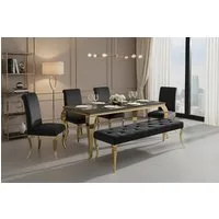 riess-ambiente Sitzbank MODERN BAROCK DELUXE 170cm schwarz/gold - Samt, Edelstahl, gepolstert (Einzelartikel, 1-St), Polsterbank mit Zierknöpfen - ideal für glamouröse Essbereiche & Flure