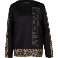 Doris Streich Sweatshirt (1-tlg) mit Leo-Patch und Plättchen-Motiv