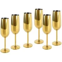 ECHTWERK Glas Sekt-/Champagnerkelch, 6-tlg., Edelstahl, Unzerbrechliche Gläser für Hochzeit/Outdoor/Picknick, 6-tlg