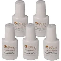 Sun Garden Nails Nageldesign Zubehör 5 x 7g Tipkleber - Nagelkleber mit Pinsel Applikator - Nagelmodellage, einfache Anwendung