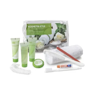 Notfall Hygiene Waschbeutel | Medi-Inn | Katastrophenschutz | 10-teilig | transparent Kulturbeutel | Seife Duschgel Shampoo Zahnpasta | Krisen Hygiene