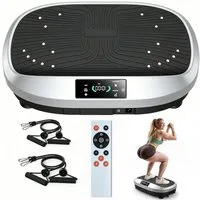 WILGOON Vibrationsplatte 3D Vibrationsplatte mit 120 Stufen,Spannseil & Fernbedienung, 200 W, 120 Intensitätsstufen, 6 Programme, Magnetfeldmassage,Ganzkörpertraining für Zuhause