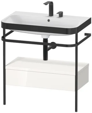Duravit Happy D.2 Plus c-bonded Set mit Metallkonsole und Schubkasten Weiß Hochglanz 775x490x850 mm  HP4742E2222