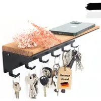 Astrein Schlüsselbrett mit Haken, Schlüsselboard, Eiche, Schlüsselhalter mit Ablage