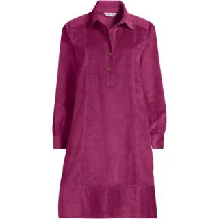 Breitcord-Hemdkleid, Damen,  Braun, Baumwolle, by Lands' End