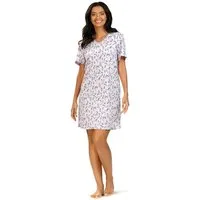 comtessa Nachthemd Comtessa Damen Nachtemd Kurzarm Mauve Blumen (1-tlg) Nachthemd mit Rispenblumen