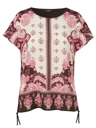 VIA APPIA DUE - Bluse Rundhals 1/2 Arm Druck kaffee multicolor - Gr. - 52