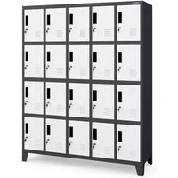 Jan Nowak Mehrzweckschrank Metall Schließfachschrank 136 cm ROBERT 20 Fächer abschließbar (Stahl 0,6 mm 172 x 136 x 45 cm Wandmontage möglich PZH) Spind Garderobenschrank Schloss je Fach 20 Schlüssel 10 Farben