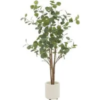 Kunstpflanze Künstliche Pflanze für Wohnräume & Garten dekorative Zimmerpflanze, ML-DESIGN, Höhe 120 cm, Kunstbaum Eukalyptus für Innen & Außen mit Echtem Moos & Echtholzstamm