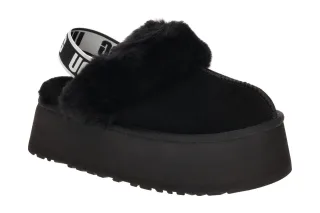 UGG 1113474 BLK FUNKETTE Pantoletten Damenschuhe schwarz Velour Schaffell war...