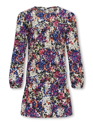 KIDS ONLY - KOGLUVA L/S AOP SMOCK DRESS PTM cloud dancer - Gr. - 158
