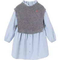 vertbaudet Hemdblusenkleid 2-in-1 Hemdblusenkleid mit Pullunder für Mädchen