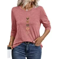 PYLIKE Rundhalsshirt Damen Herbst bequemes Casual Basic Rundhalsshirt mit Langarm t shirt Geeignet für den täglichen Gebrauch im Büro und zu Hause