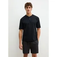 Marc O'Polo Pyjamaoberteil Mix N Match Interlock (3er Pack) mit Rundhalsausschnitt, kleiner Knopfleiste und kurzem Arm