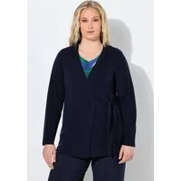 Ulla Popken Strickjacke Strickjacke Bindeband-Verschluss V-Ausschnitt