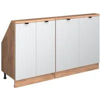 Vicco Kommode Rion, Weiß Riffel, 140 cm 2er Set (2 St)