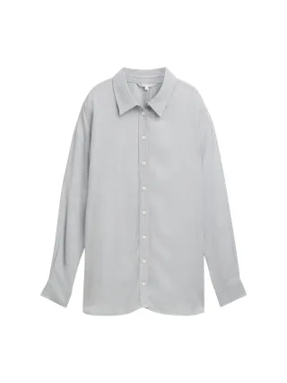 Denim Tom Tailor - Oversize Hemdbluse aus Viskose cement grey mélange - Gr. - L