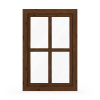 Kunststofffenster Holzoptik mit Sprossen, aluplast IDEAL® 4000, Nussbaum außen, Weiß innen, 800 x 1200 mm, individuell konfigurieren